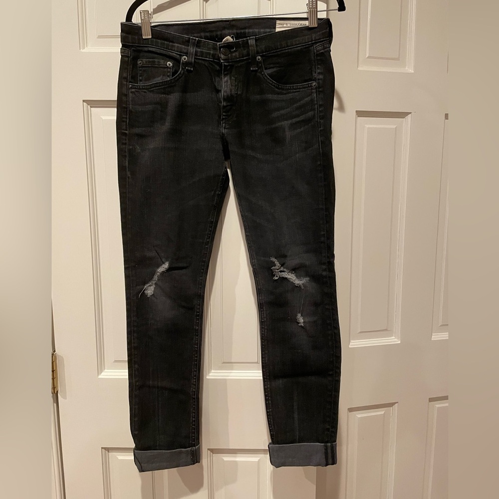 Rag and Bone- - Size 28 - black skinny ripped  boyfriend jeans